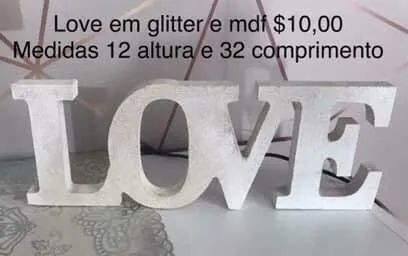 Love em Glitter e MDF - Decoração