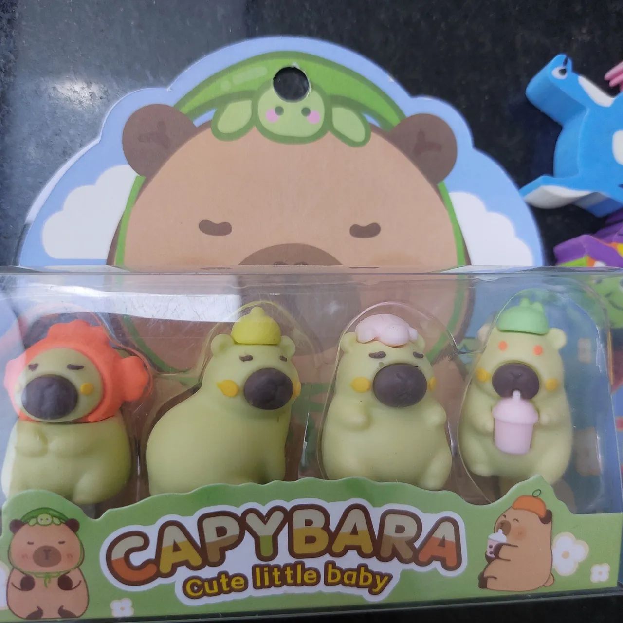 Kit Borrachas Infantil Capivara e Tab Squishy.