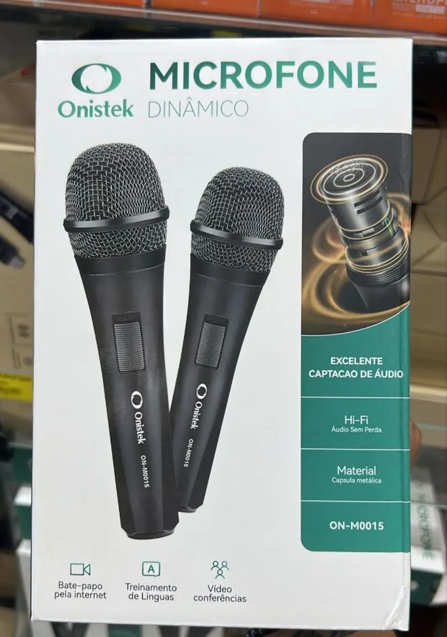 Microfone Duplo com Fio Cabo 3 metro - Entrega Grátis