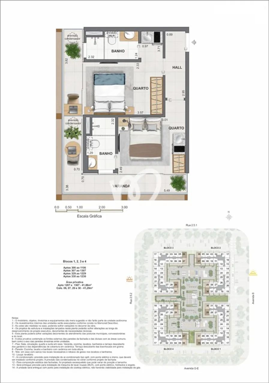 Double suítes de 2 quartos. Cidade art e bairro planejado - Foto 4