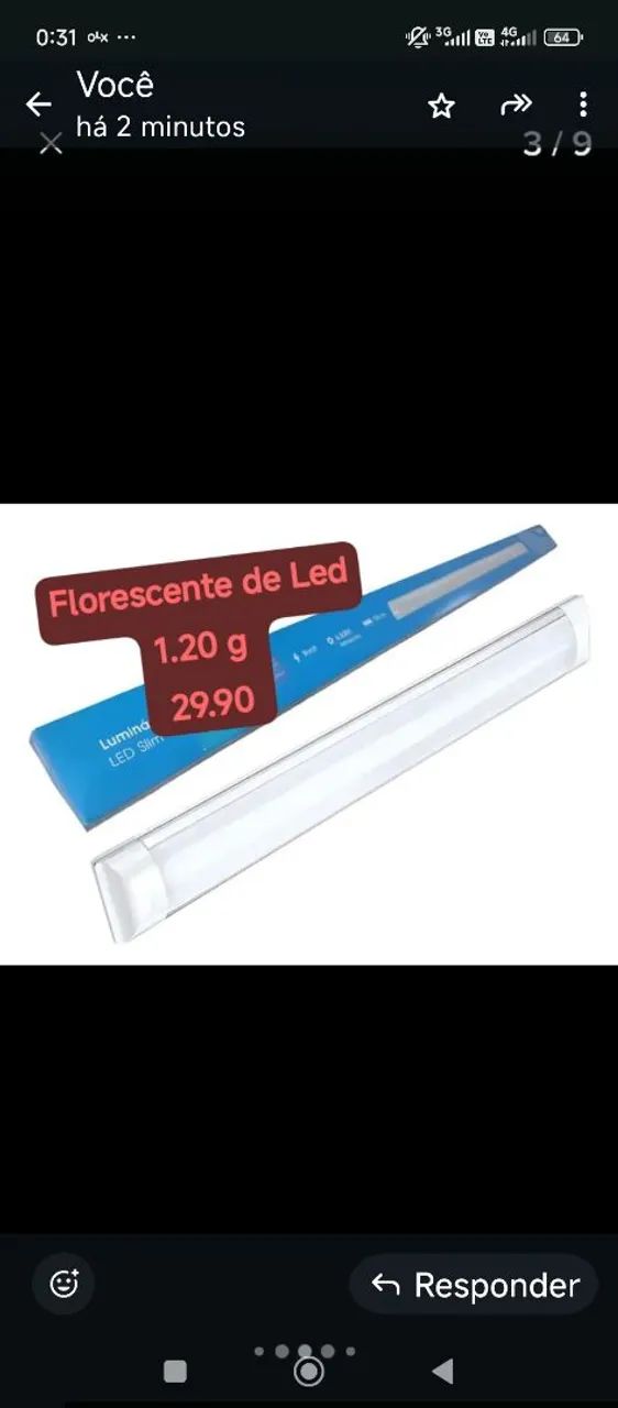 Luminária de led 1.20 mtt 29.99 só ligar na energia