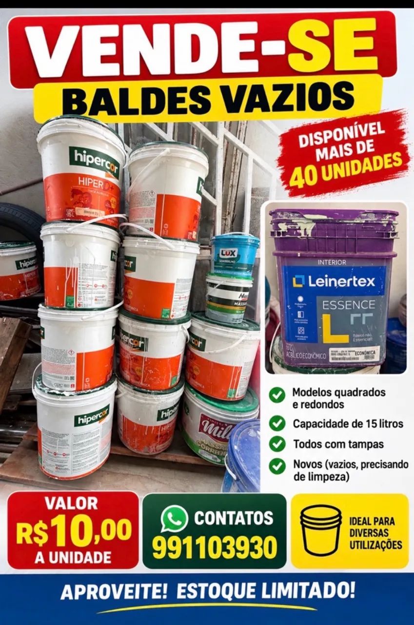 Vendo baldes vazios 