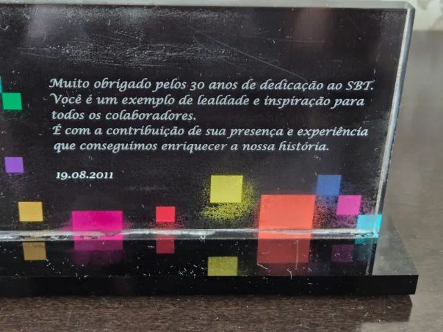 Placa Comemorativa 30 Anos Sbt. 2011. Item Especial! - Foto 2