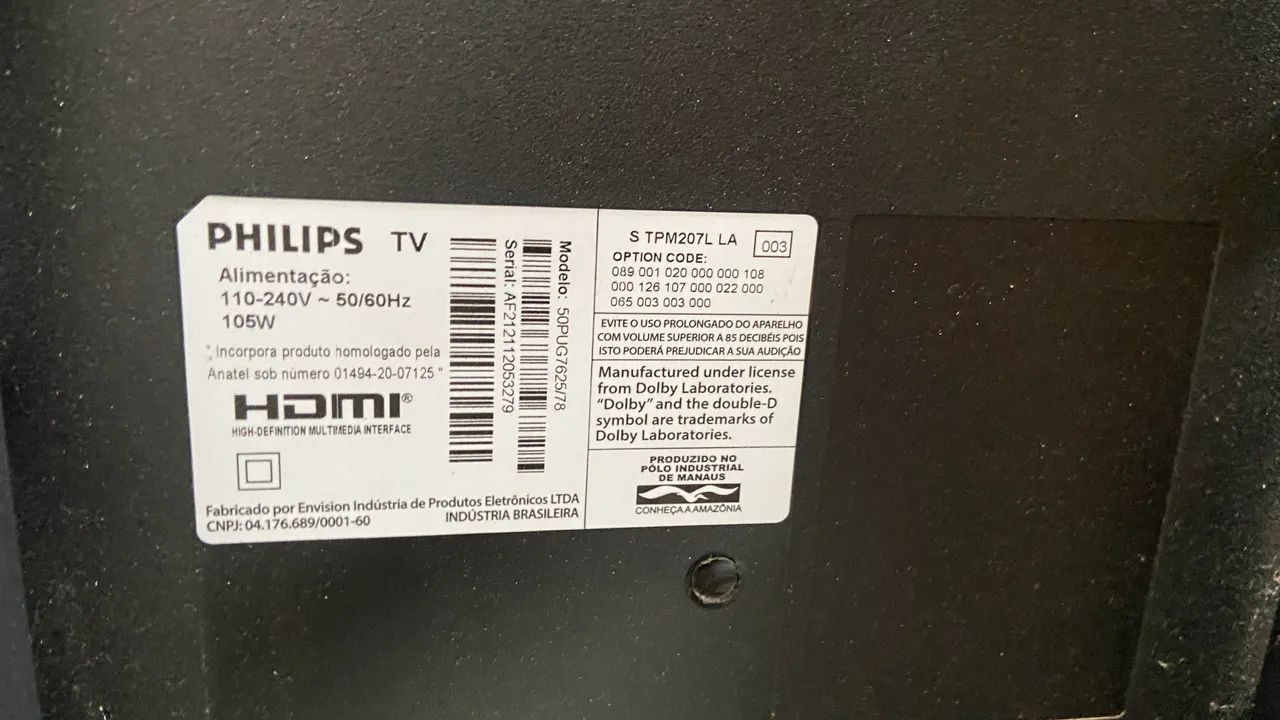 TV PHILIPS 50 polegadas com avaria