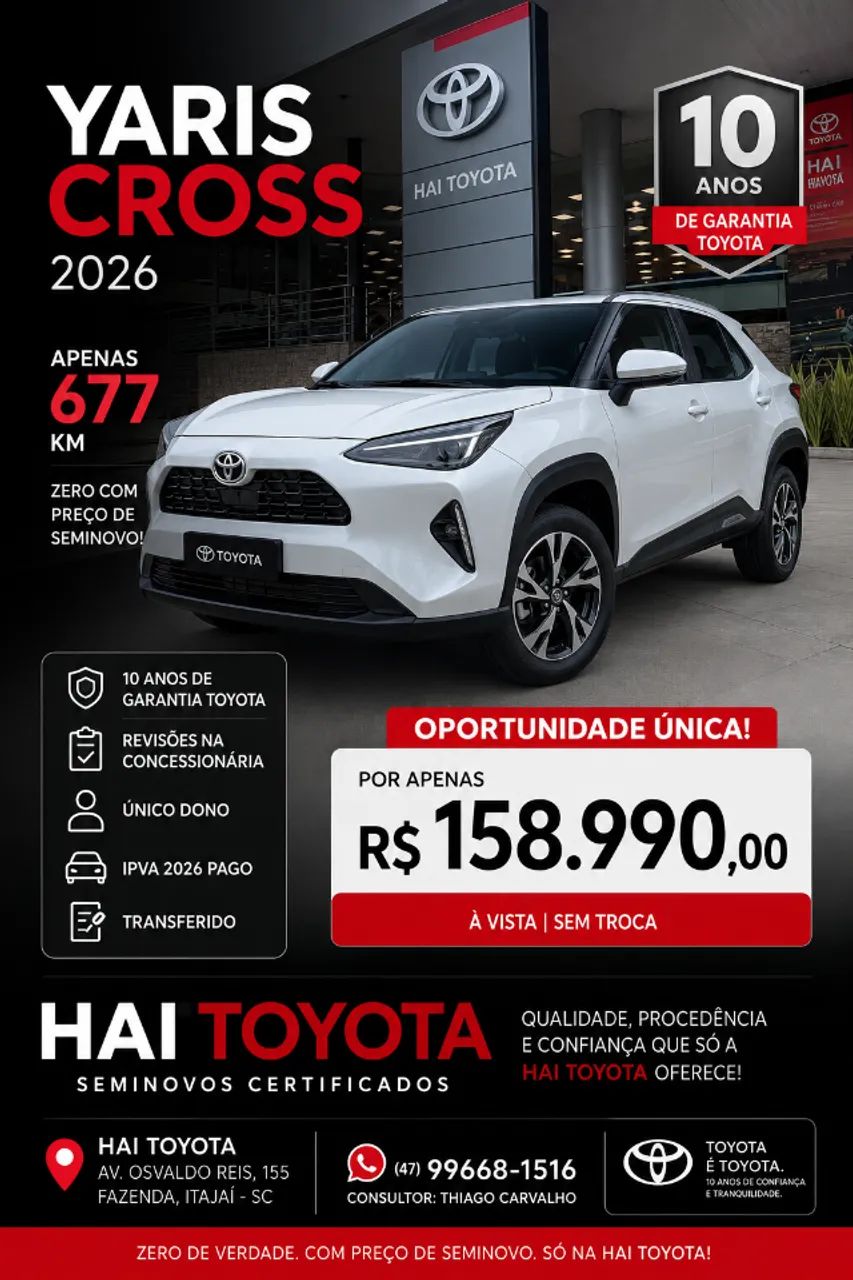 Toyota Yaris YARIS Cross XRE 1.5 16V 5p Aut. 2026