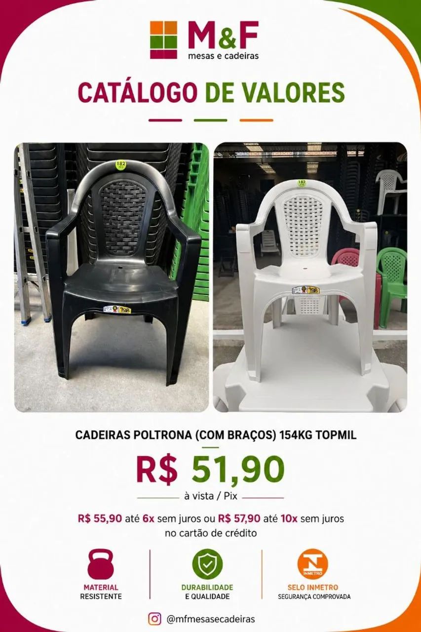 Cadeiras de plástico NOVAS DE FÁBRICA - Foto 2