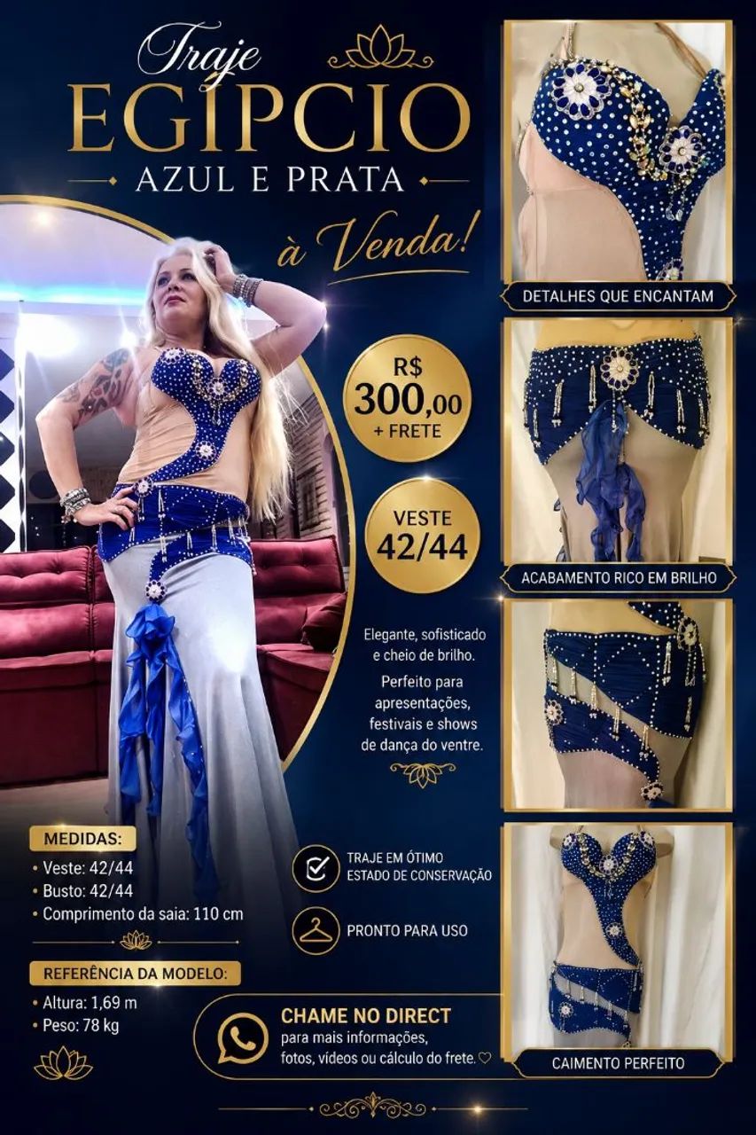 Traje para Dança do Ventre egípcio 