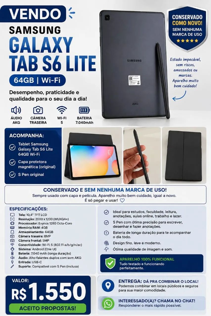 TABLET SAMSUNG S6 LITE 64GB
