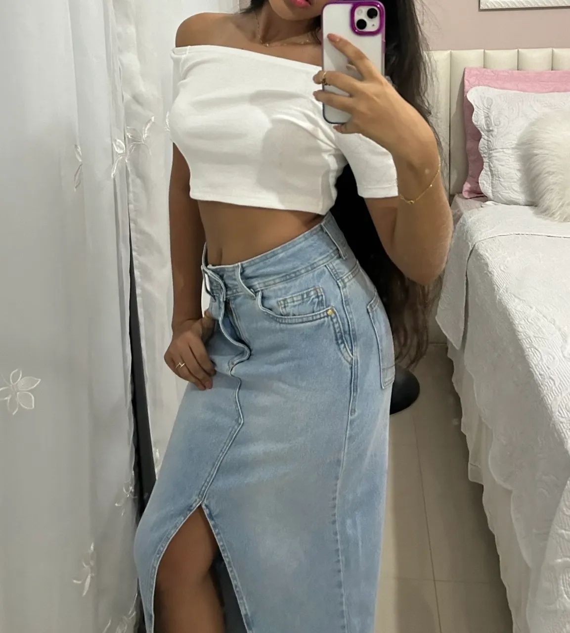 Saia longa jeans 