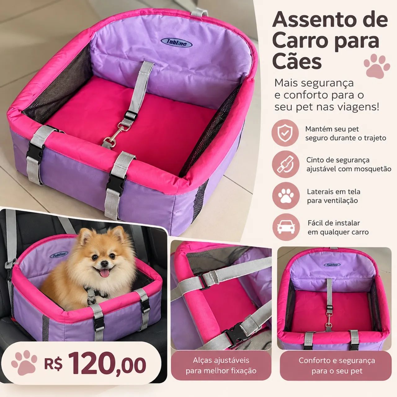 Assento carro para cães 
