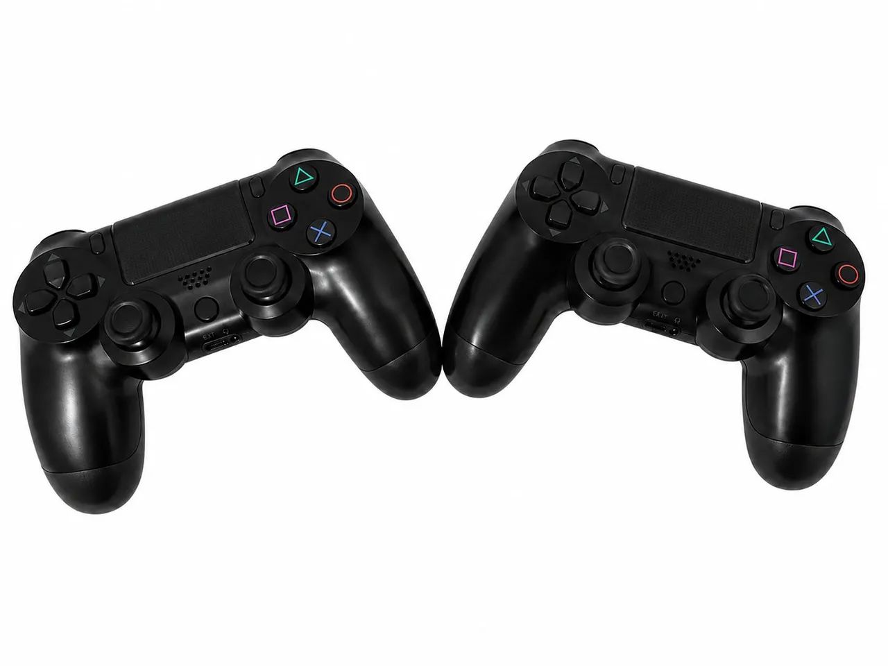 2 controles de ps4 conexão por cabo ou wireles bluetooth.