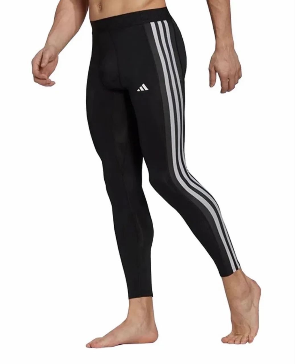 Calça Legging Adidas Techfit 3 Listras Compressão  - Foto 4