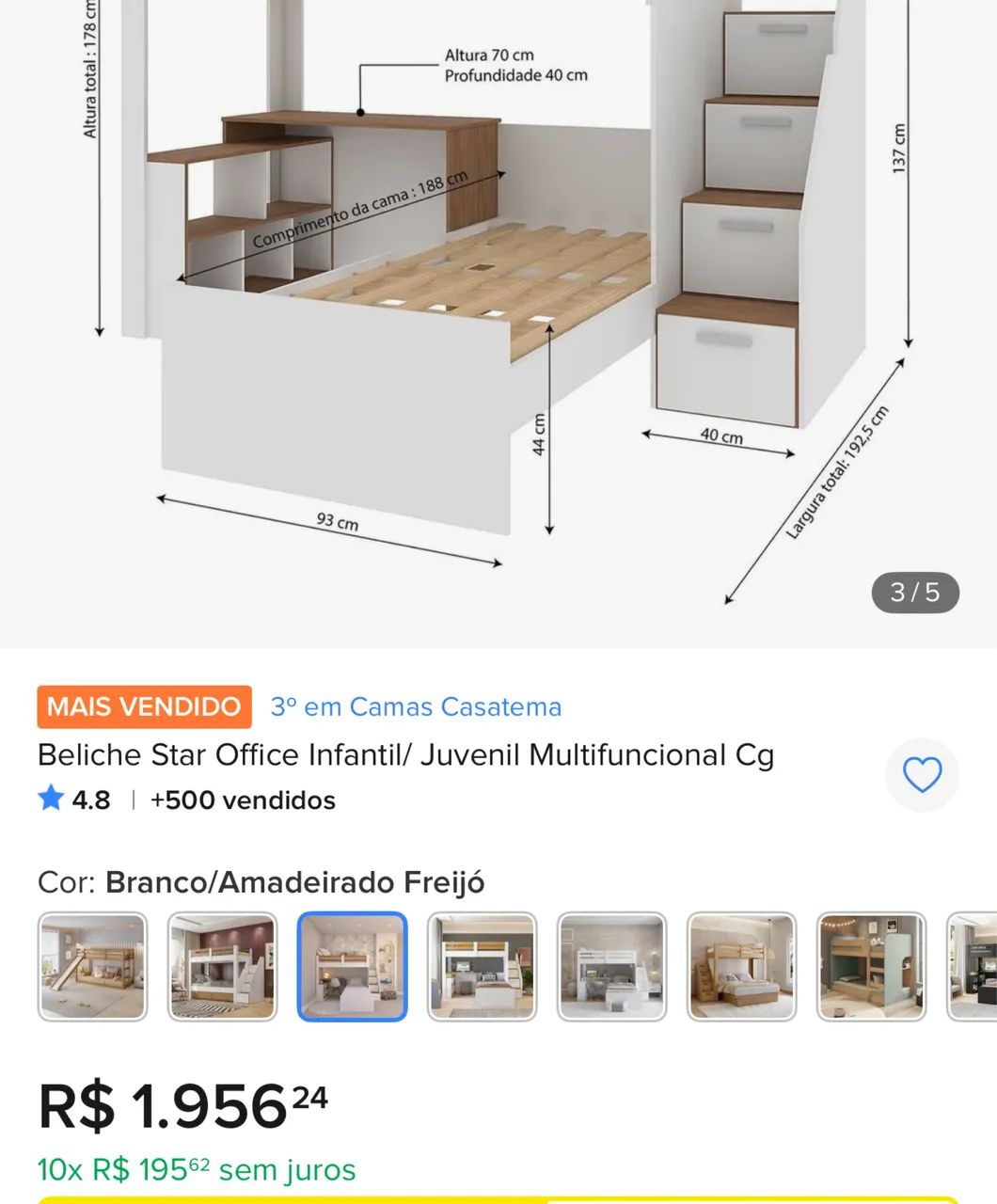Cama beliche com escada  - Foto 3