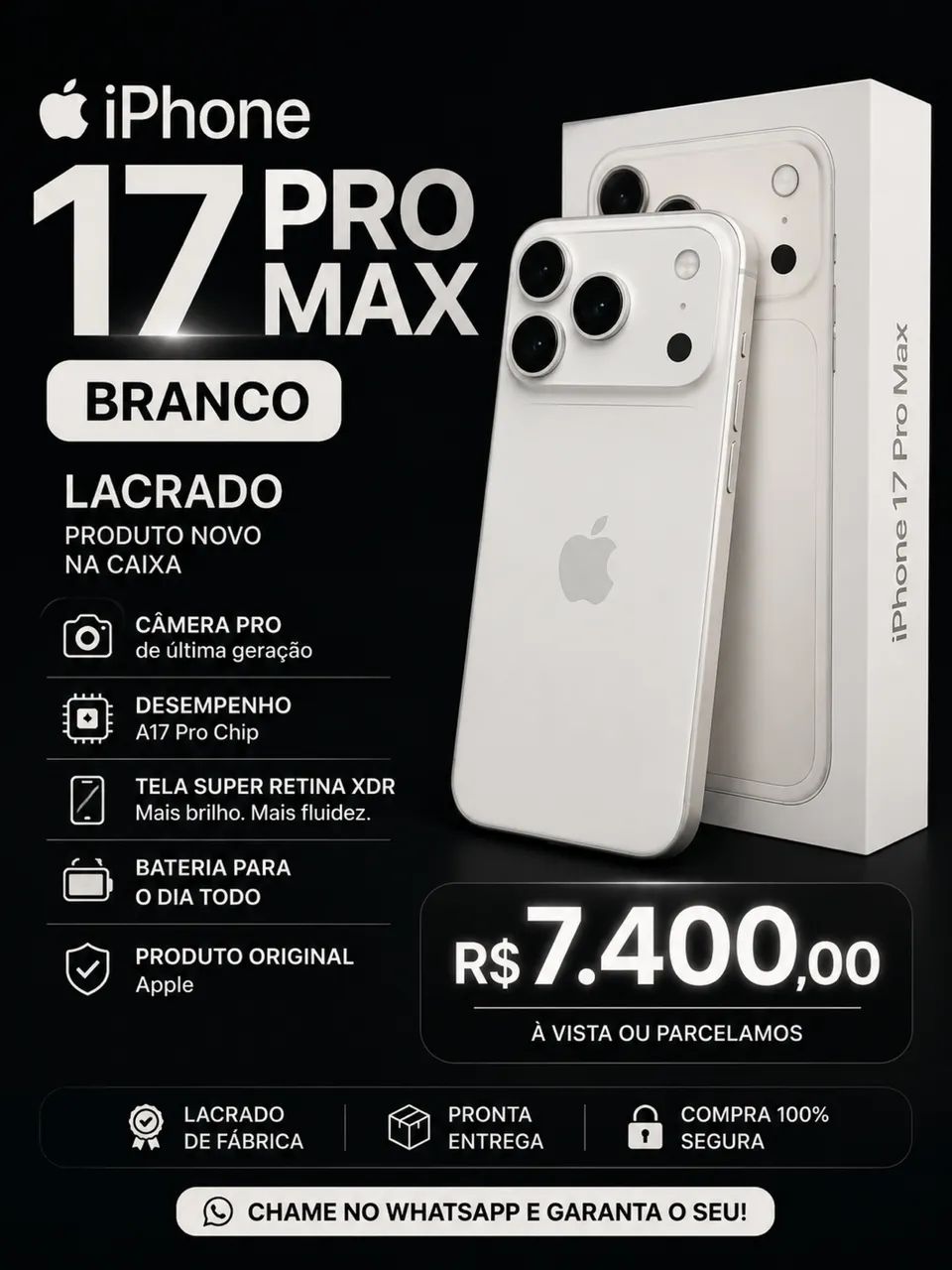 iPhone 17 pro max lacrado 256gb 