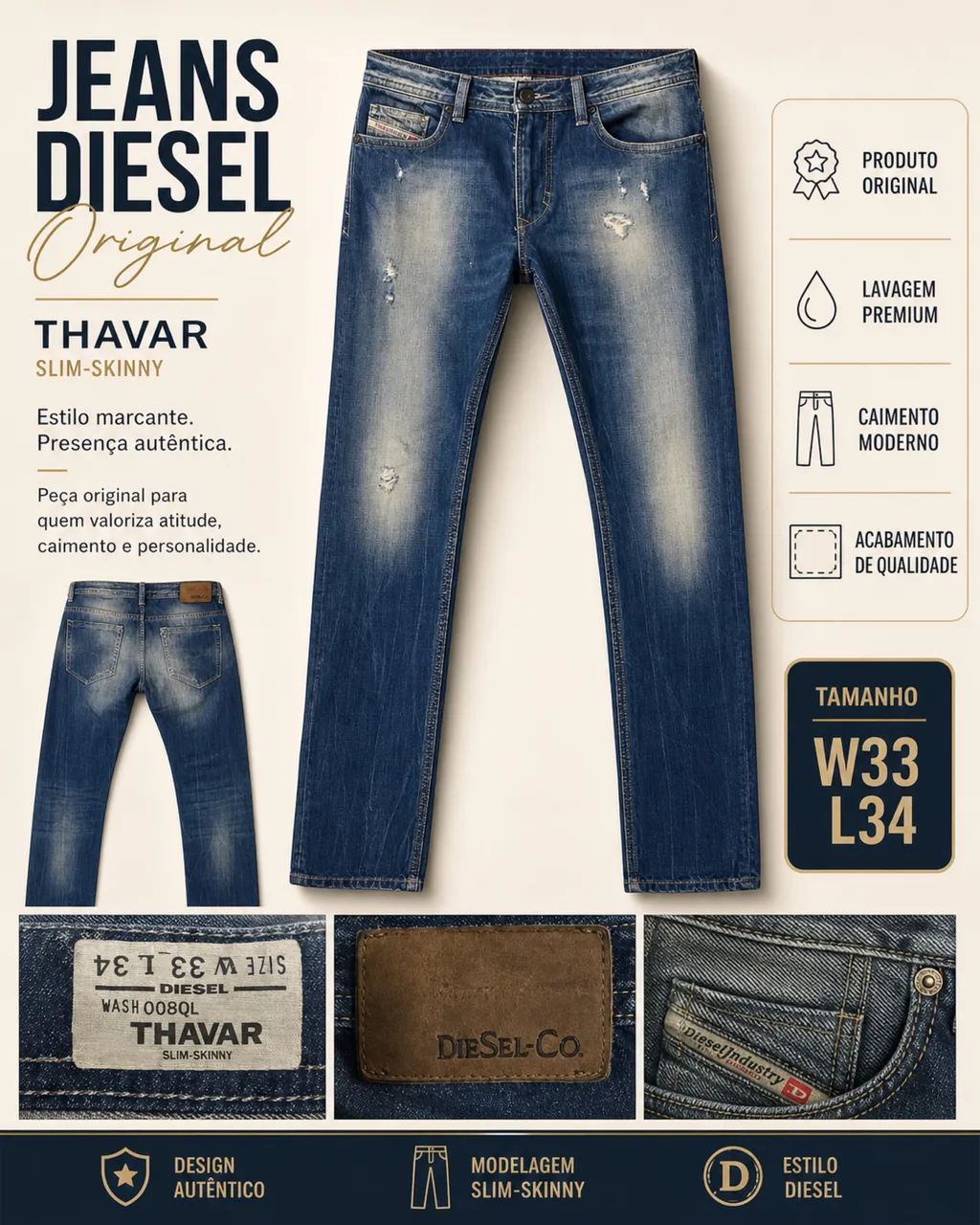 CALÇA JEANS DIESEL ORIGINAL