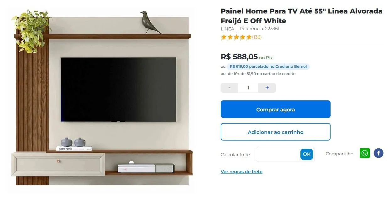 PAINEL HOME PARA TV ATÉ 55" POLEGADAS  - Foto 3