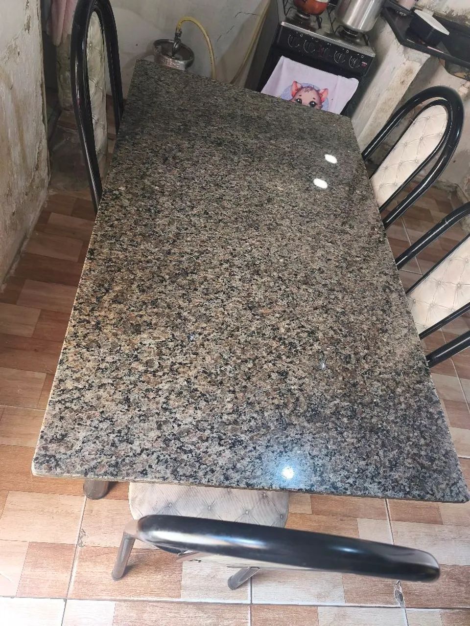 Mesa de mármore, 6 cadeiras. - Foto 4