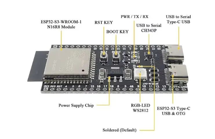 ESP32-S3 com módulo Wi-Fi e Bluetooth para Arduino IDE ESP32-S3-WROOM1 44 pinos COD-AM664  - Foto 3