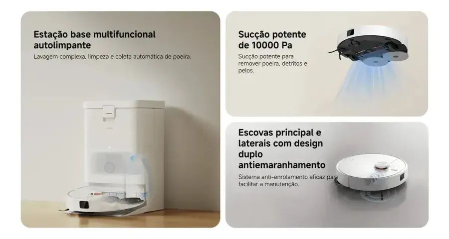 Robô Aspirador Xiaomi H50 10000Pa Branco 127V Com Base Auto Limpeza - Foto 5