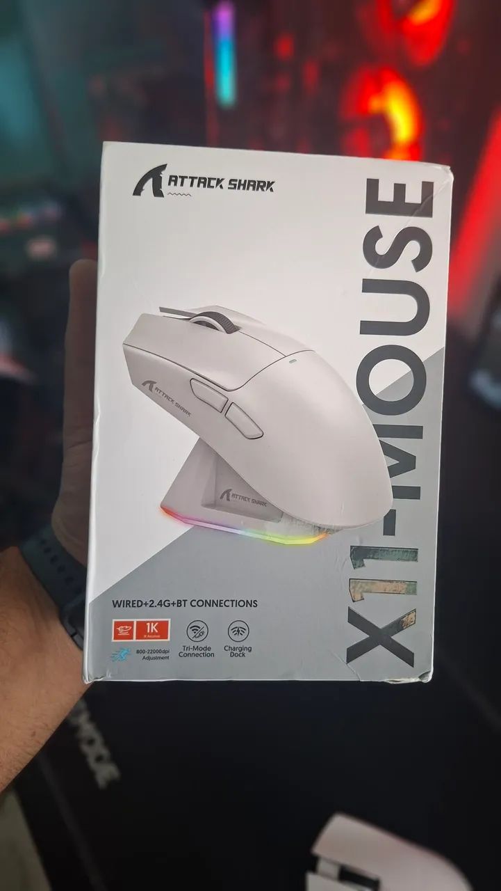 Mouse Gamer Sem Fio - Attack Shark X11 Branco - Foto 4