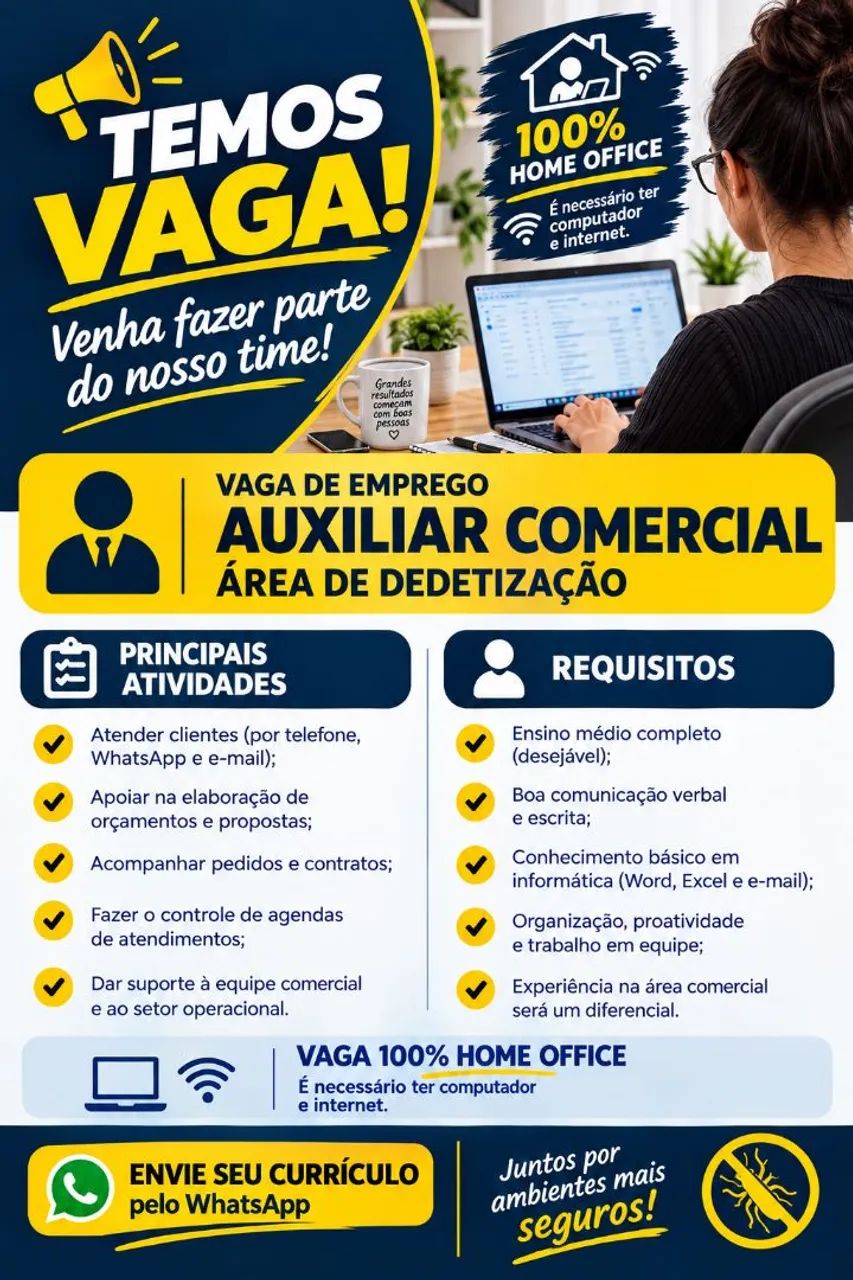 Vaga de auxiliar comercial 