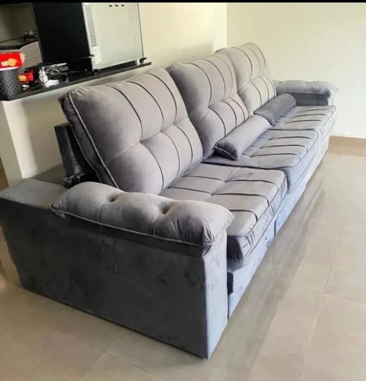 Sofá Retrátil e Reclinável 2,90m 3 módulos Pronta Entrega - Foto 4