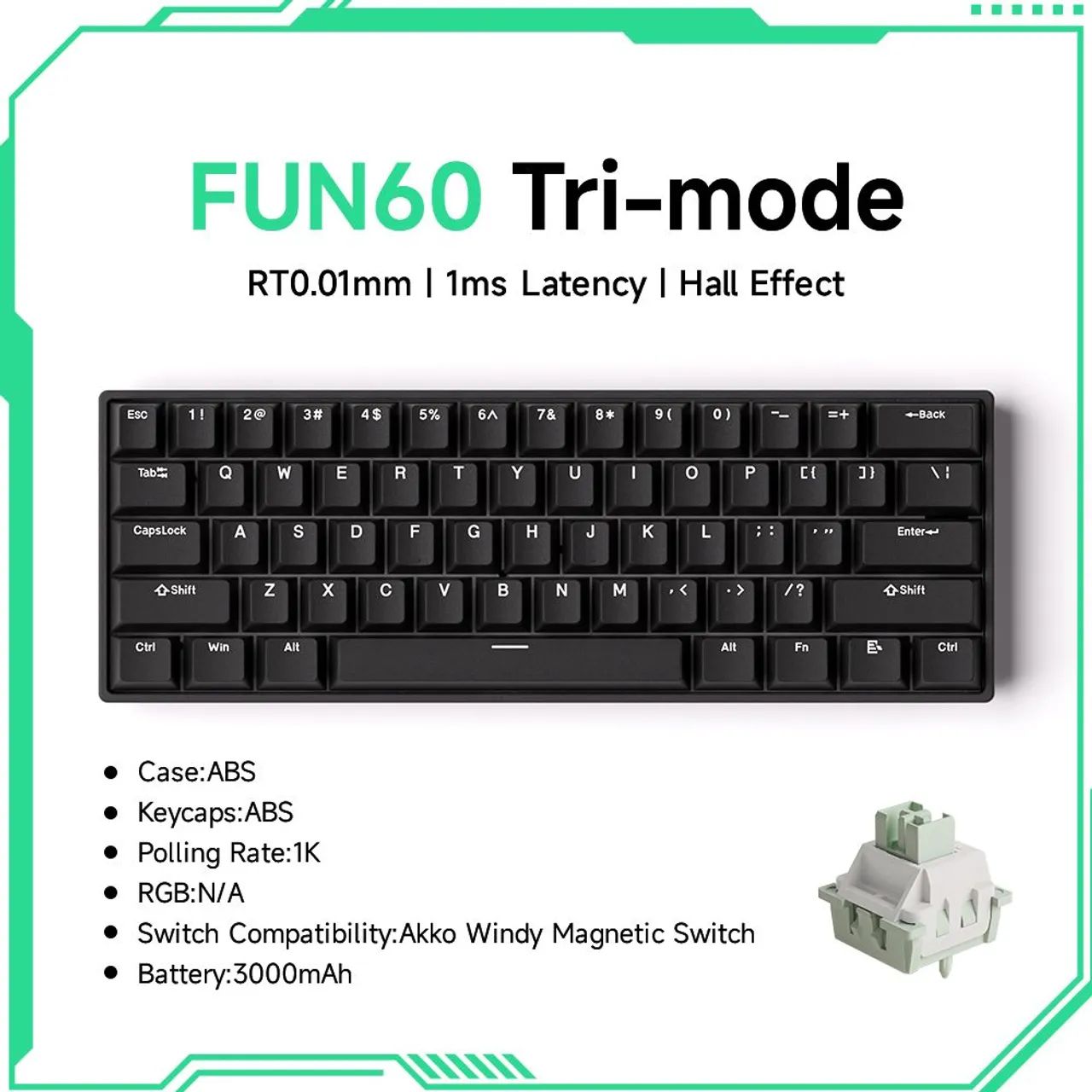 TECLADO MAGNÉTICO , AKKO FUN 60 TRI MODE  - Foto 2