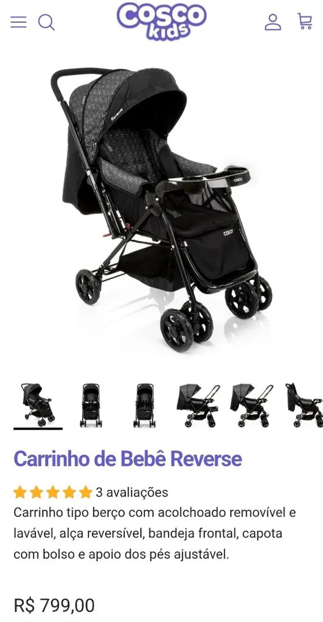 IMPERDÍVEL - CARRINHO COSCO REVERSE 2 EM 1 - Foto 5
