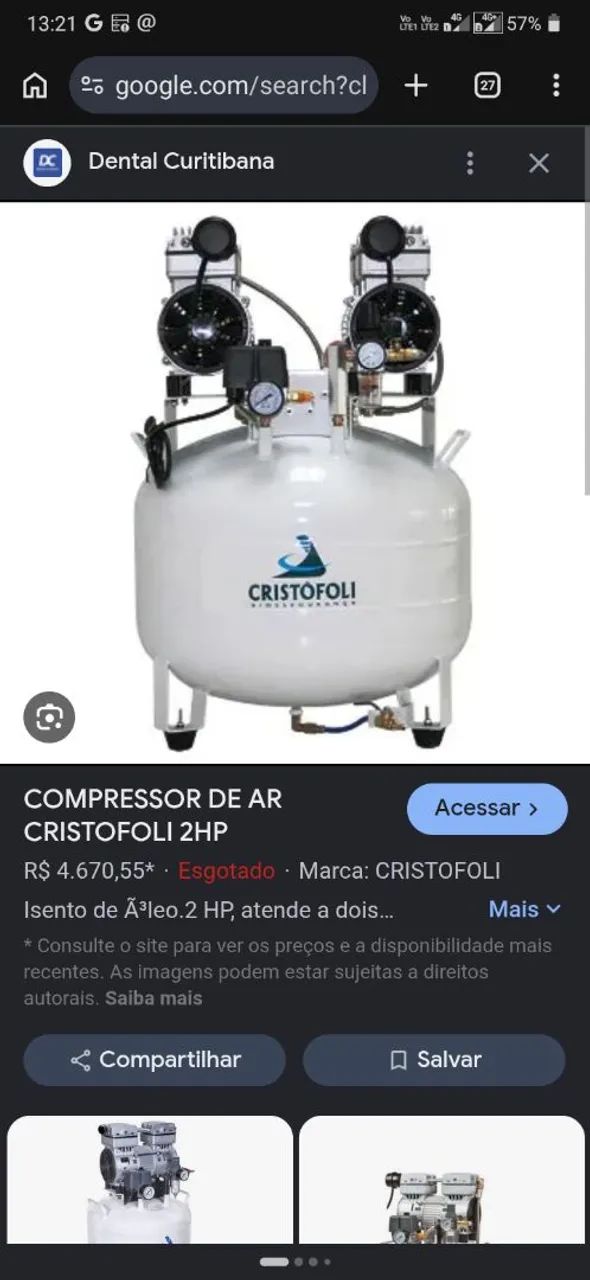 Compressor Odontologico Cristofoli 10 Pes - Foto 4