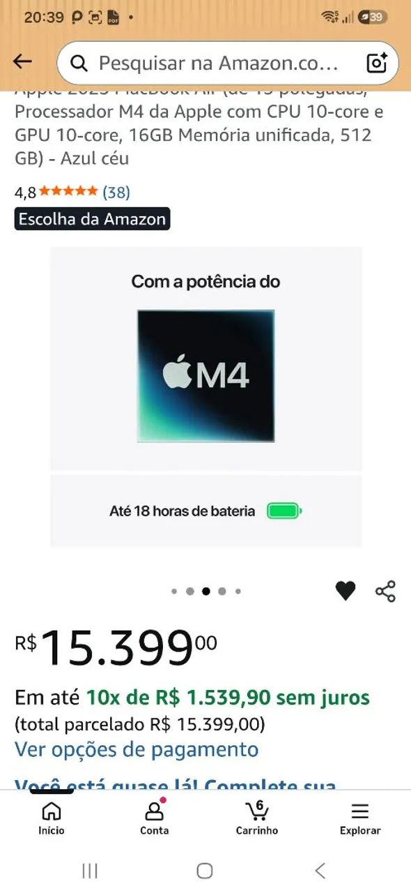 MacBook Air 13 Polegadas 2025 M4 SSD 512Gb  RAM 16Gb  - Foto 2