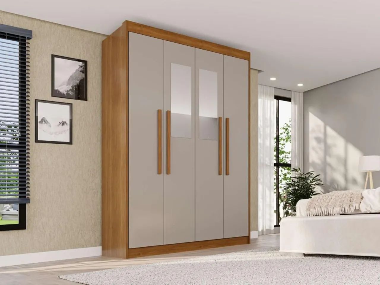 Guarda roupa de solteiro 4 portas 100% mdf