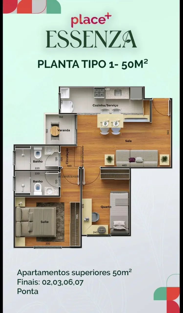 Apartamento no Edifício Place+ Essenza | 50m² | com suíte | na planta - Foto 2