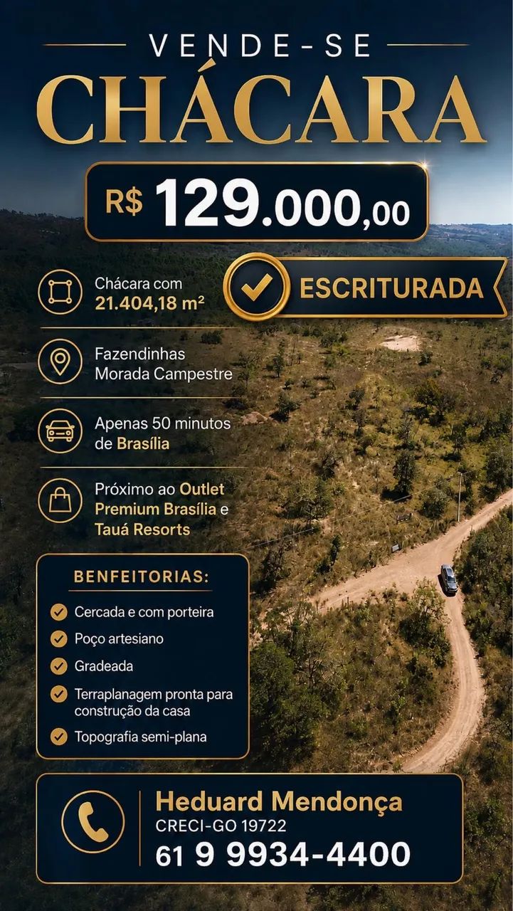 Vendo gleba de 21.404m2 já Escriturada, com poço artesiano e cercada