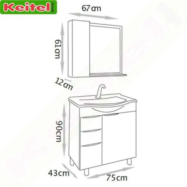 Conjunto Banheiro Crystal 75 cm Nogal - Foto 2