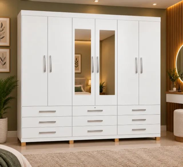 Guarda roupa barcelona com 9 gavetas 