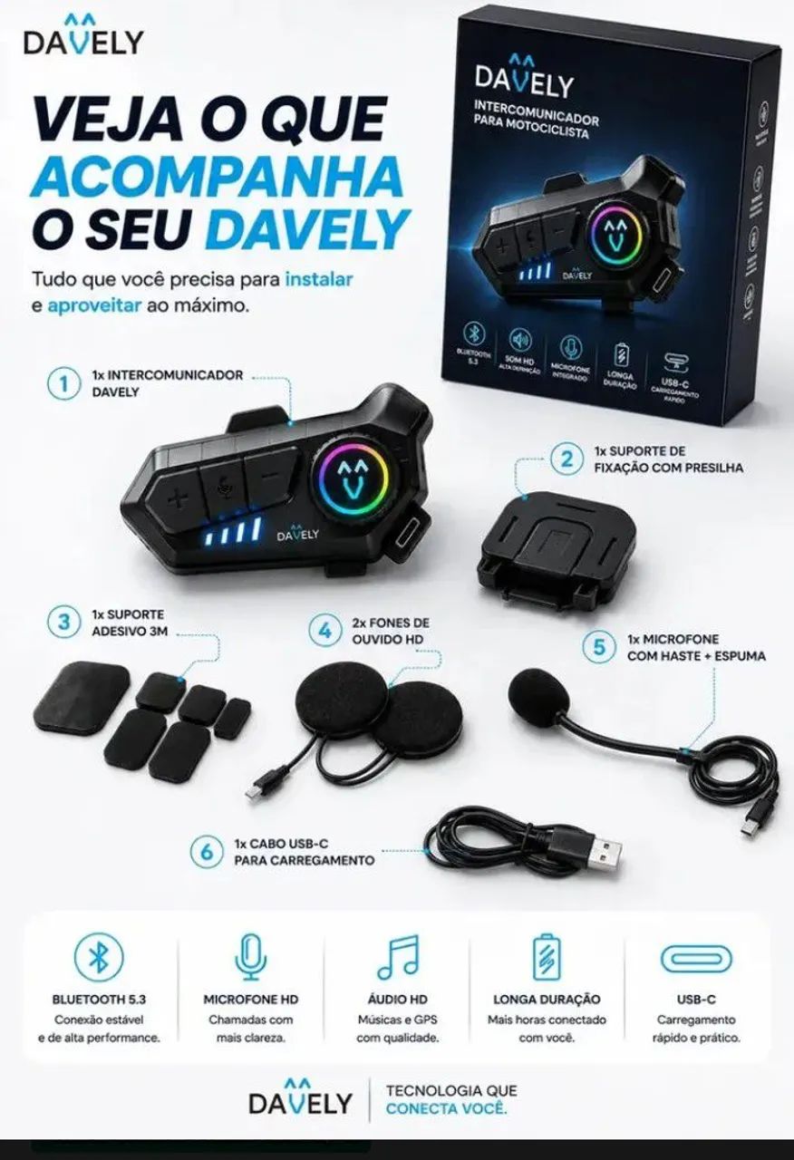 Fone De Ouvido Para Capacete Comunicador Bluetooth  - Foto 3