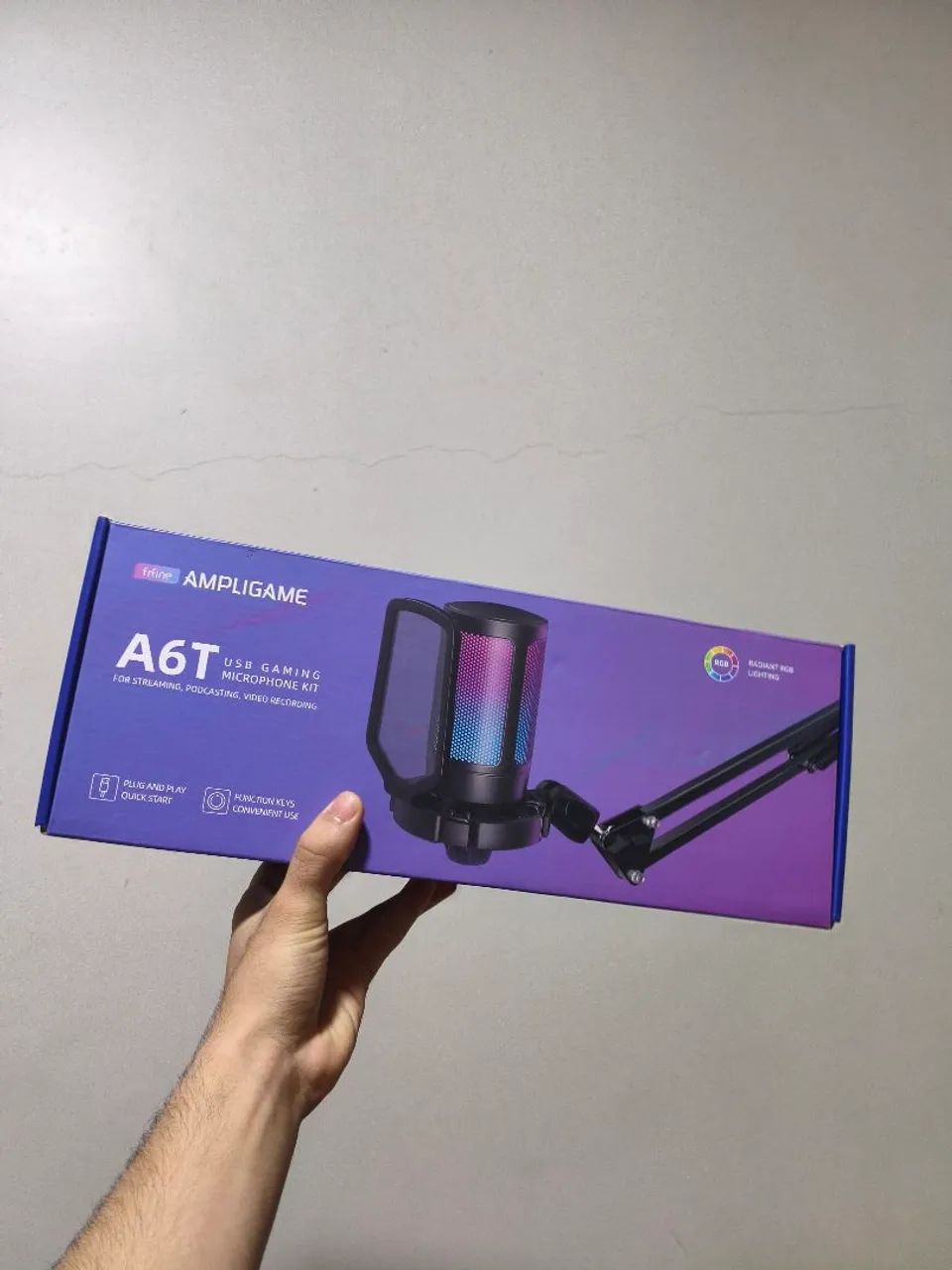 Microfone USB Fifine Ampligame A6T RGB Completo - Foto 3