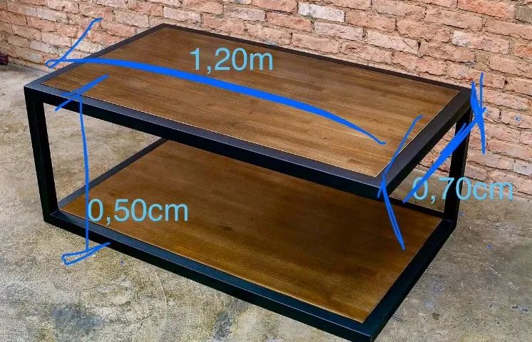 Mesa de centro estilo industrial de madeira  - Foto 3