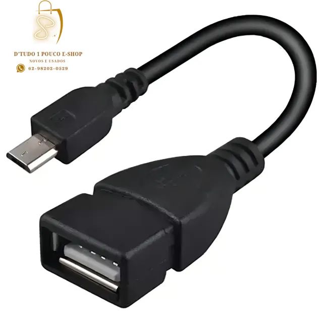 Cabo Micro Usb Pendrive Mouse Teclado Dados V8 Android Preto- NOVO - Foto 4