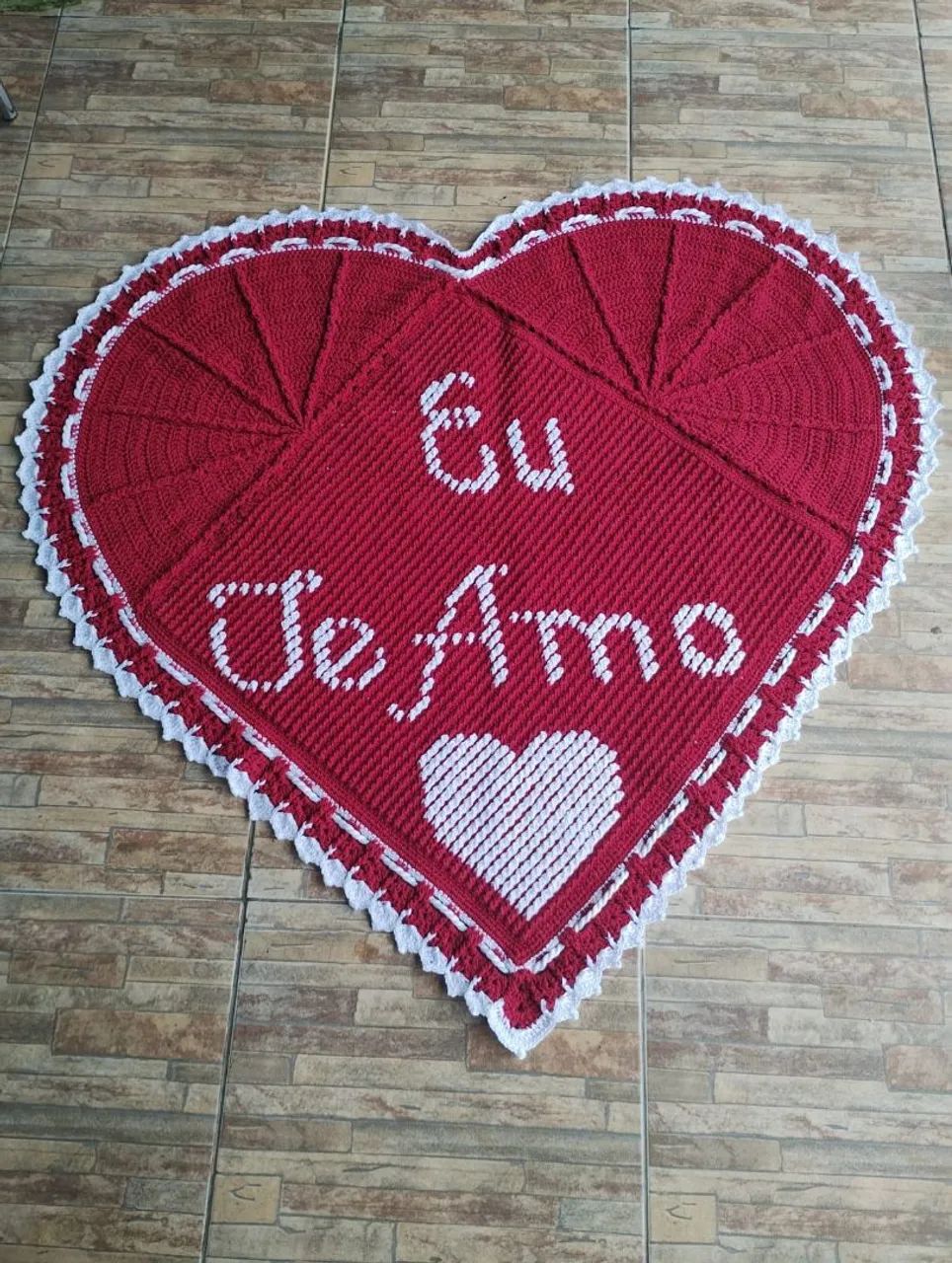 TAPETE DE CROCHÊ PERSONALIZADO - ?EU TE AMO. - Foto 3