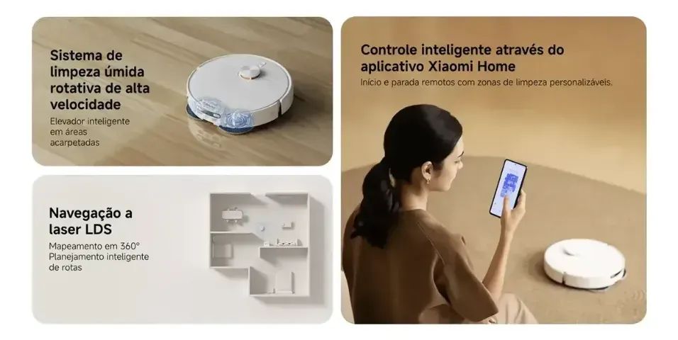 Robô Aspirador Xiaomi H50 10000Pa Branco 127V Com Base Auto Limpeza - Foto 4