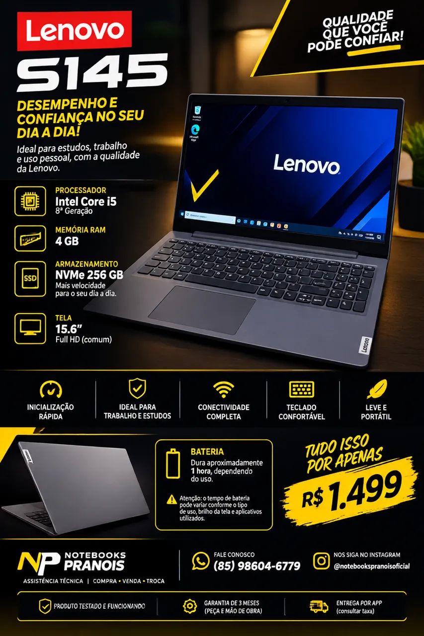 Lenovo core I5 8ªgeracao - Notebooks - Parangaba, Fortaleza