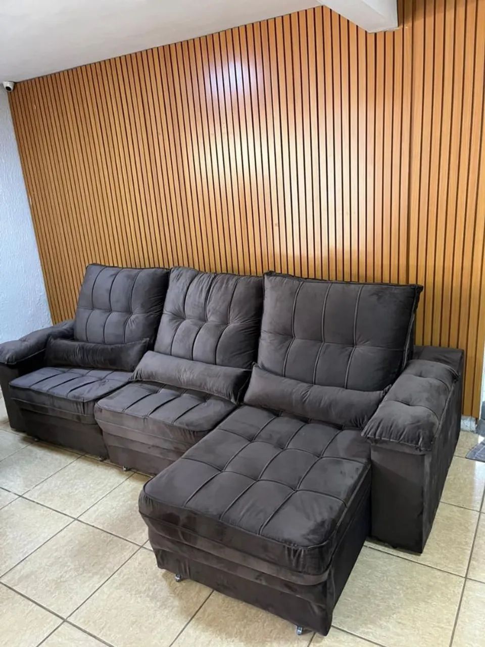 Estofado Retrátil e Reclinável Laus C/ Molas Bonnel Veludo - 3 Módulos 2.90cm*