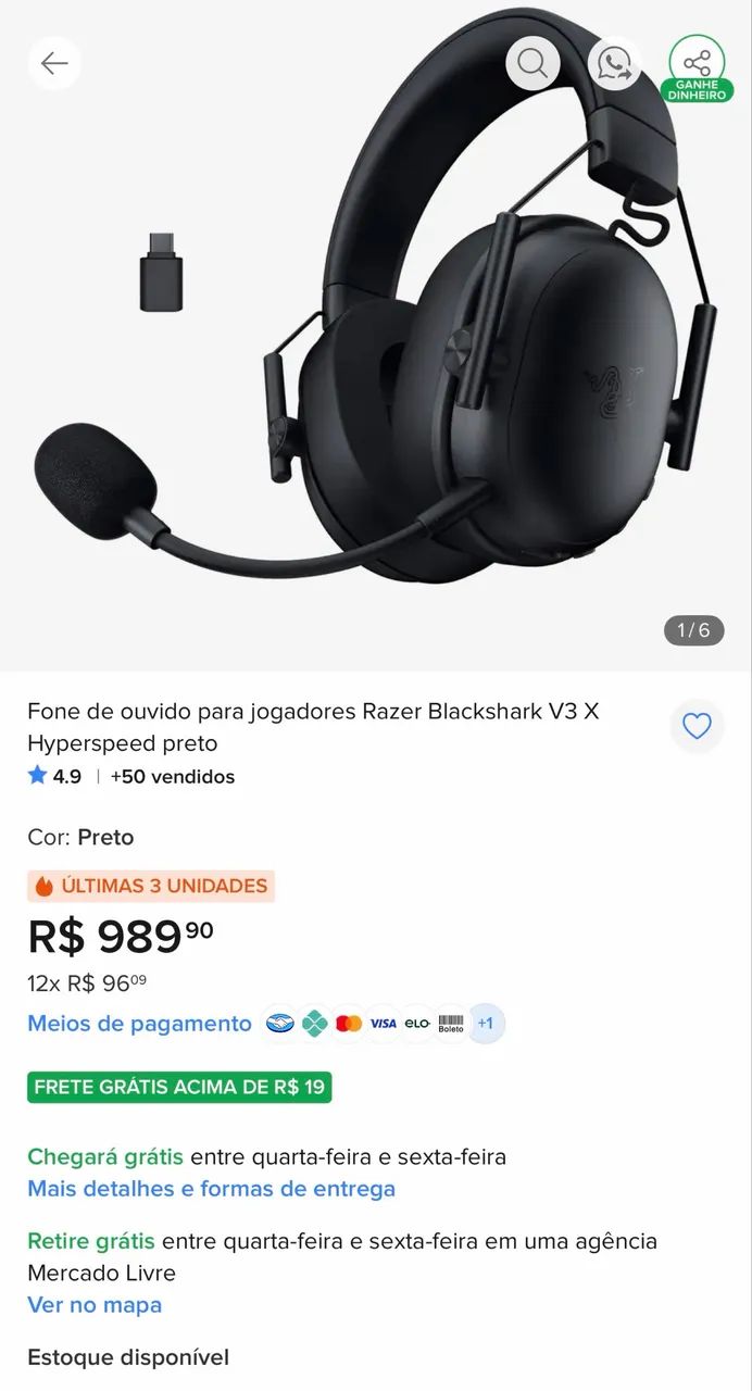 Fone Gamer Razer | Impecável 