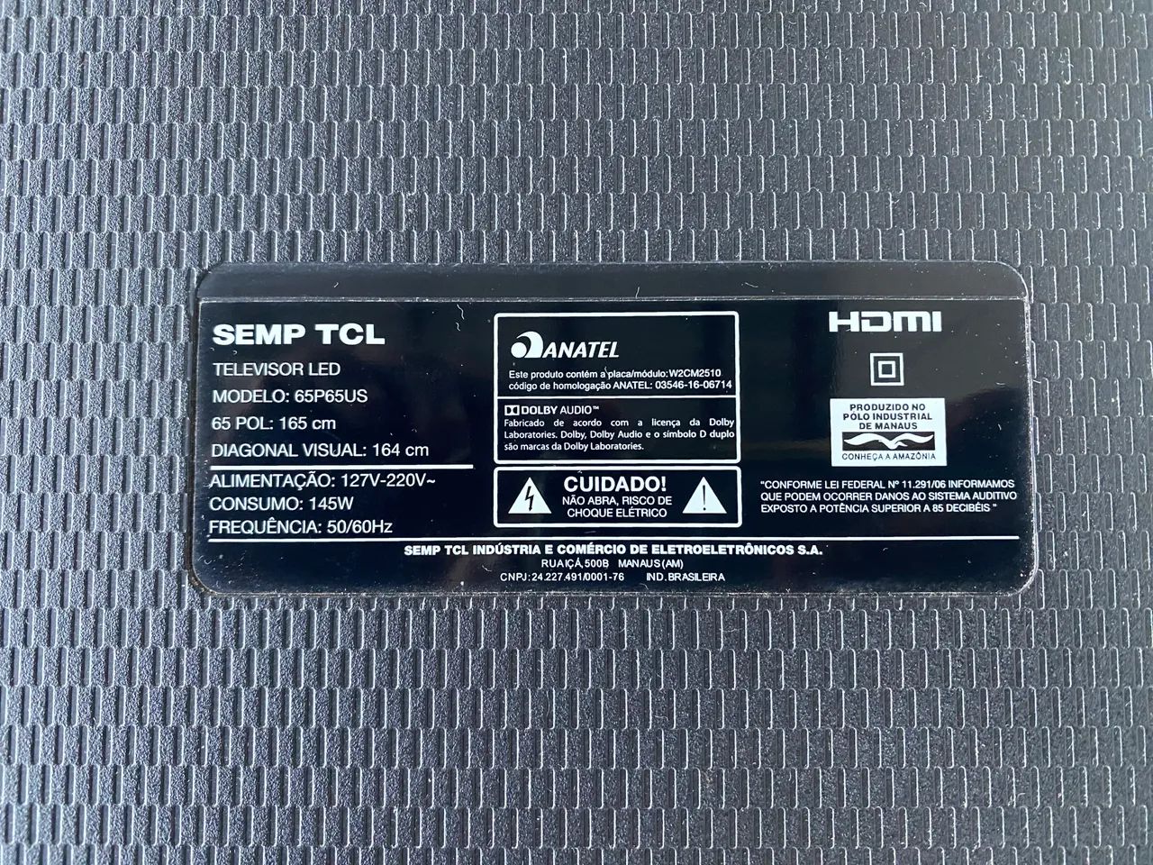 TV TCL 65 POLEGADAS COM DISPLAY QUEIMADO - Foto 2