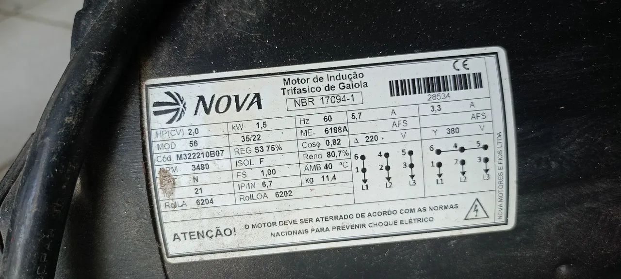 Motor de indução Trifásico de Gaiola