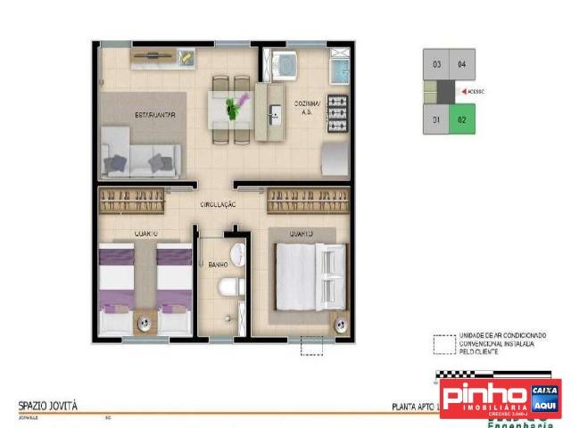 Apartamento 02 dormitórios, venda direta caixa, bairro floresta, joinville, sc, assessoria - Foto 4