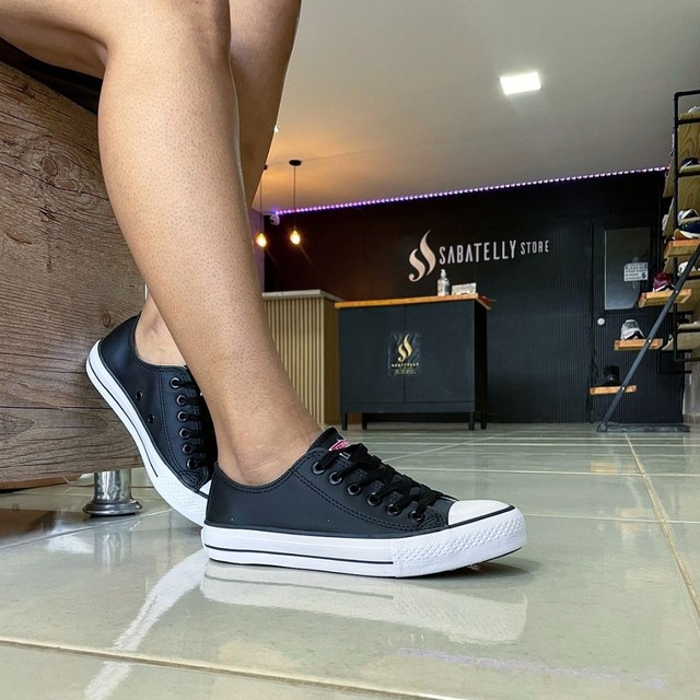 All star converse de couro e pano branco preto entrega gr tis
