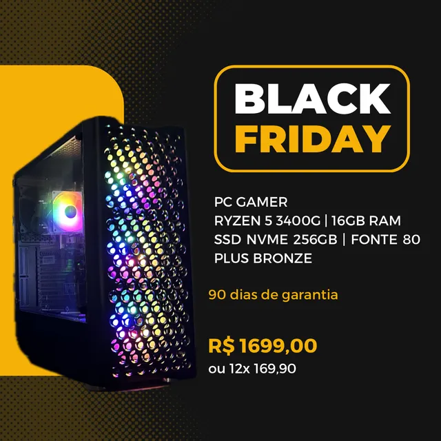 Pc gamer ryzen 5 2400g  Black Friday Casas Bahia