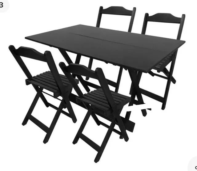 Jogo mesa 120x70 / 4 cadeiras - PRETO